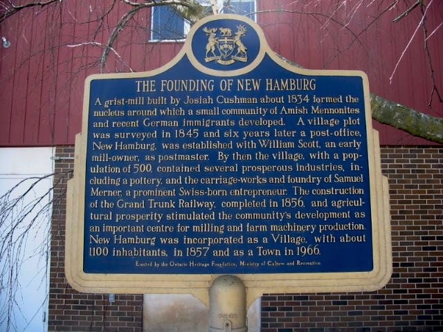 The Founding of New Hamburg plaque